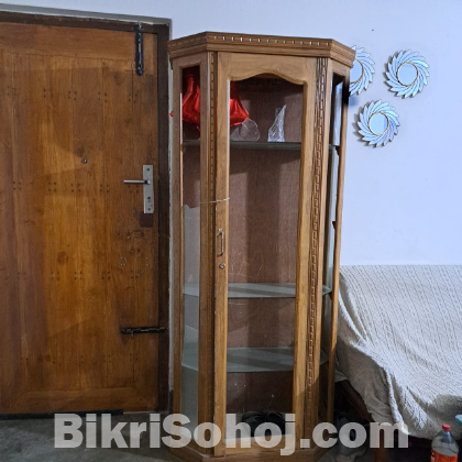 সেগুন কাঠের কর্নার শোকেস